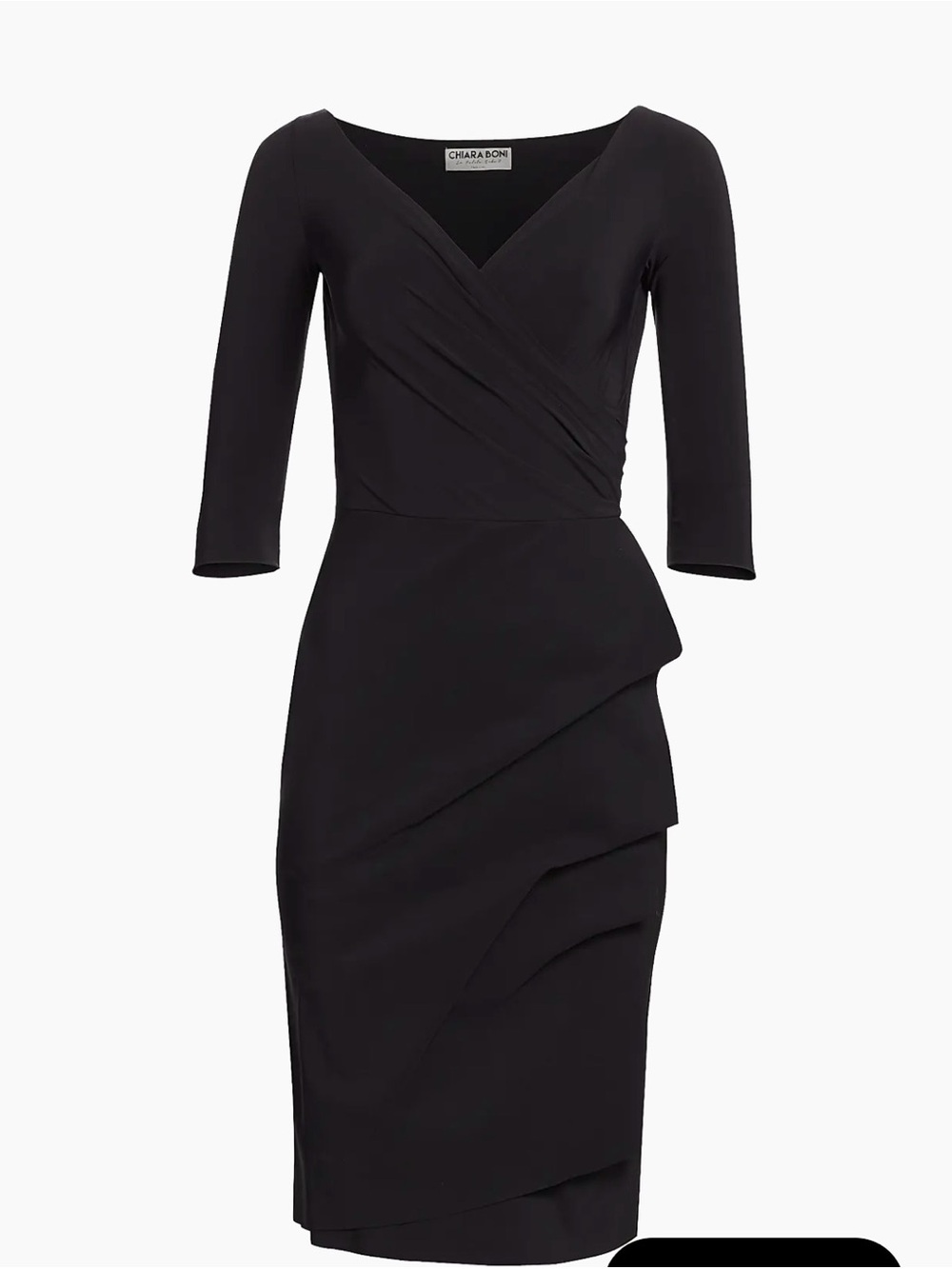 Chiara Boni Black Long-Sleeve Side Ruffle Dress